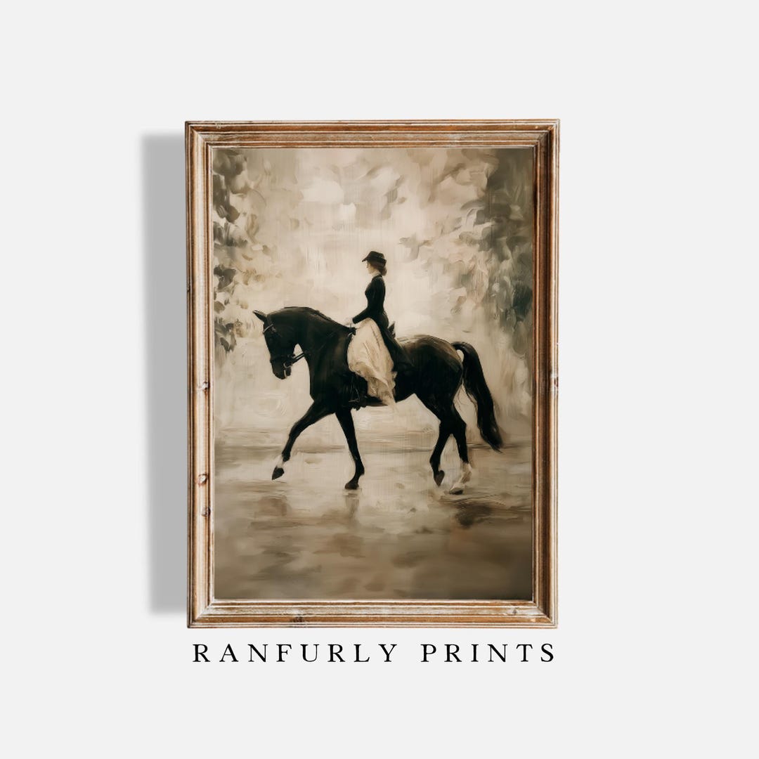 Equestrian Wall Art Print, Vintage Horse Rider Dressage Preppy Decor ...