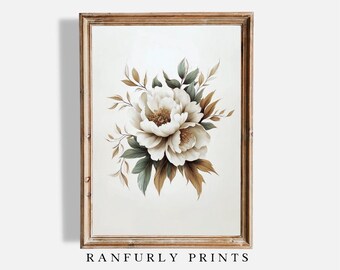 Peony Flower Print – Botanical Wall Art – Antique Floral Illustration – Cottagecore Garden Decor – Digital Download