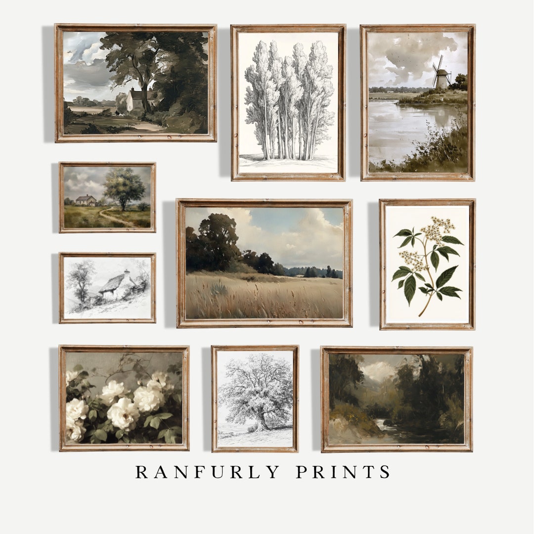 French Country Gallery Wall Art Set | Vintage Living Room Decor | Set ...