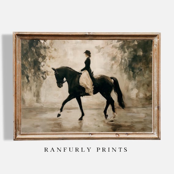 Dressage Horse Print: Vintage Equestrian Wall Art (Digital Download