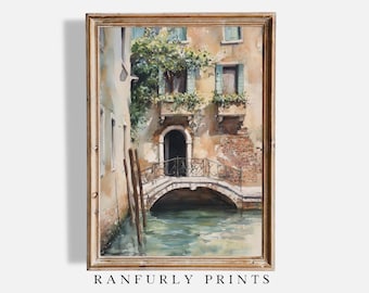 "Aquarell Venedig Venedig Print: ""Grachten am Meer"" auf dem Wasserweg (Digitaler Download)"