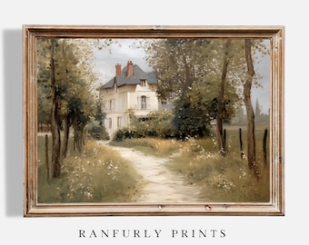 French Country Estate Print: European Landscape Wall Art (Digital Download)
