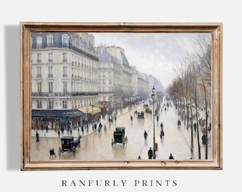 French Cityscape Painting | Neutral Abstract Wall Art | PRINTABLE Downloadable