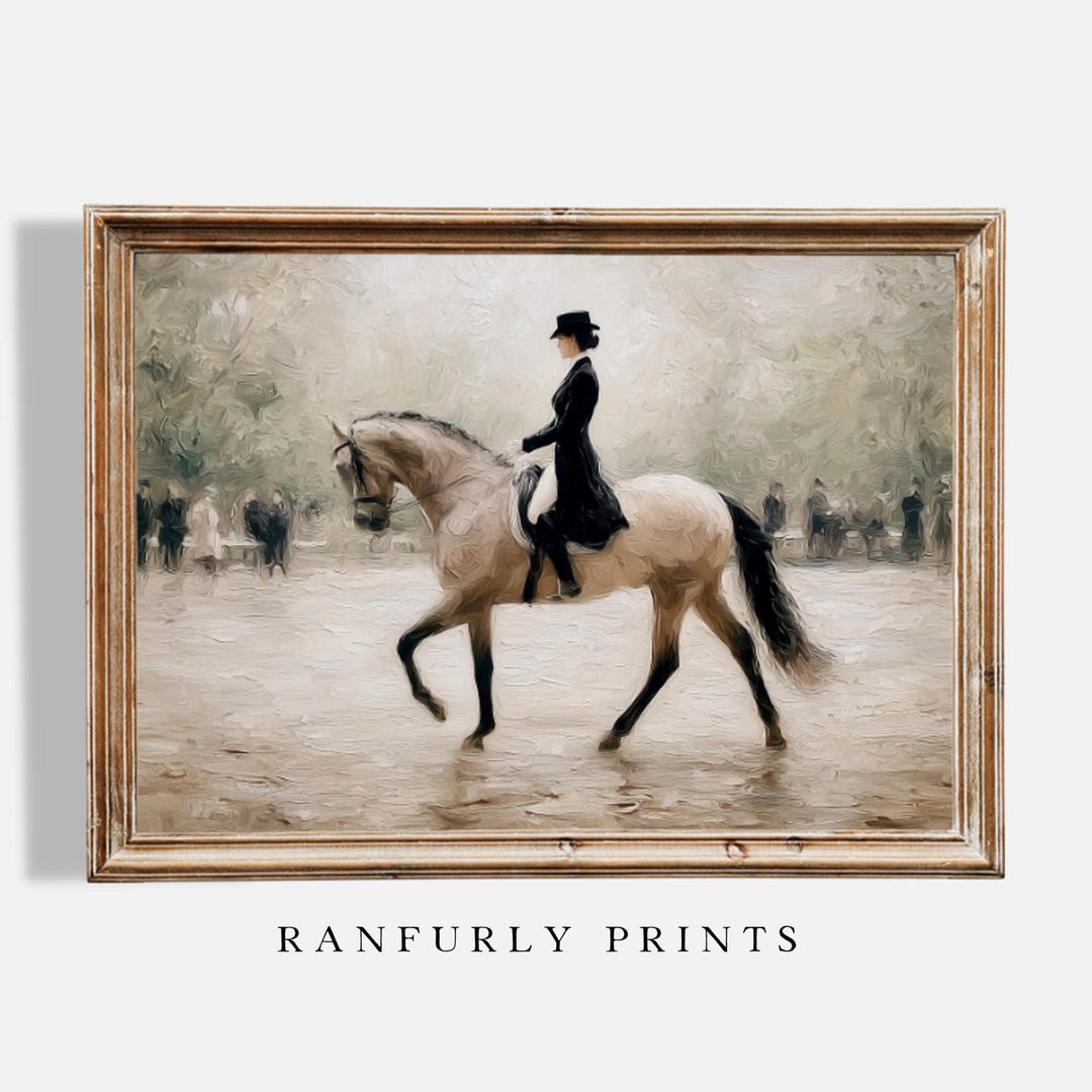 Elegant Equestrian Dressage Rider Print | Vintage Horse Art | Digital ...