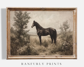 Vintage Style Horse Print – Moody Equestrian Art (Digital Download)