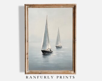 Sailboat Wall Art, Nautical Digital Download, Coastal Ocean Print