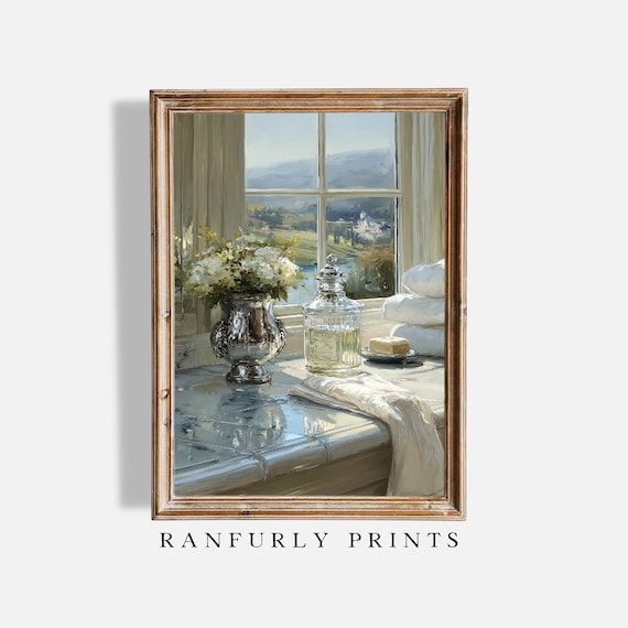 Elegant Bathroom Still Life Print | Digital Download Vintage Vanity Wall Art