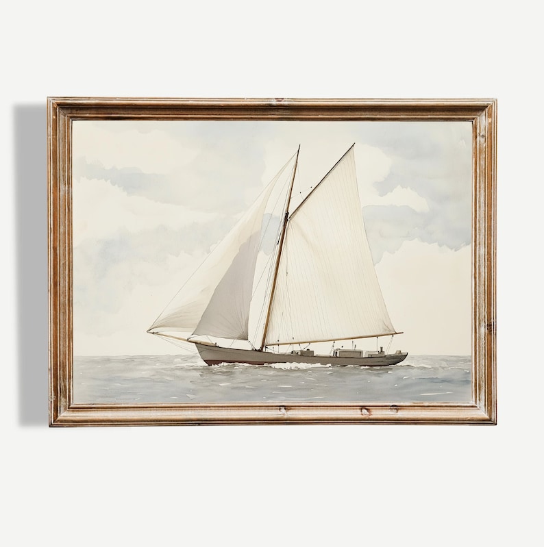 Vintage Nautical Print Set: Coastal Seascape Gallery Wall Art (digital ...