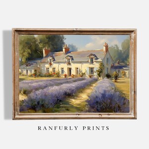 Farmhouse Lavender Print, Rustic Country Wall Art, Provence Landscape Decor, Cottage Farmhouse Style, Printable Art