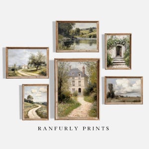 Set van 6 Franse landelijke muurkunst – vintage rustieke boerderijprints – Europees plattelandsdecor – galerij digitale downloads