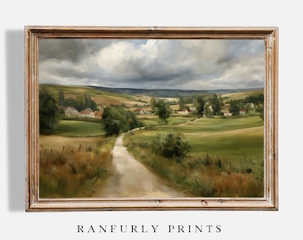 French Countryside Landscape Print – Vintage Farmhouse Wall Art (Digital Download)