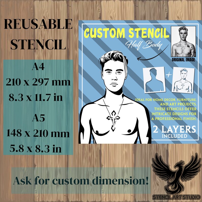 Custom Stencil From Your Photo Personalized Mylar Stencils for Unique Wall Art, Craft Projects Custom Stencil From Your Photo Personalized Mylar Stencils for Unique Wall Art, Craft Projects