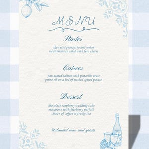 Wedding Menu, Enchanting Hand-Drawn Wedding Menu - Playful and Customizable Canva Design