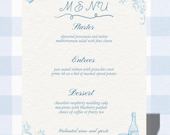 Wedding Menu, Enchanting Hand-Drawn Wedding Menu - Playful and Customizable Canva Design
