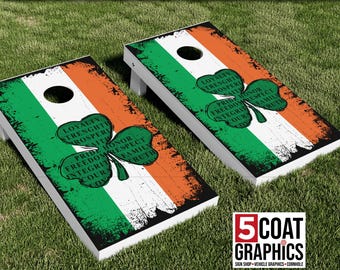 Irish Flag 2 Vinyl Cornhole Board Grunge Wraps Outdoor Yard Game Skins Camping Game Decals