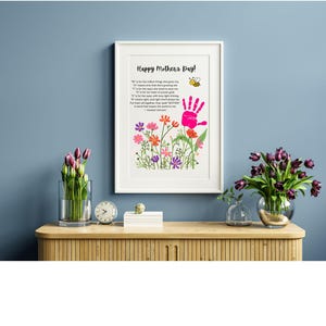 Afdrukbaar Moederdag, Moederdaghandafdruk, Moederdagcadeau, mamahandafdruk, Moederdagaandenken, lijst kinderhandafdruk, pdf
