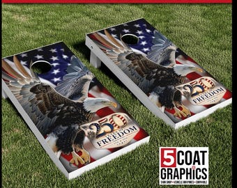 250 Years of Freedom Eagle US Flag 2 Cornhole Board Wraps 1776-2026 Outdoor Yard Camping Game Past Present Future Board Skins American Pride