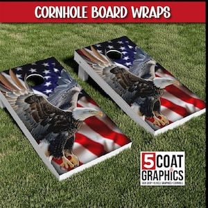Eagle US Flag 2 Cornhole Board Wraps Outdoor Yard Camping Game Corn Hole Board Skins American Pride
