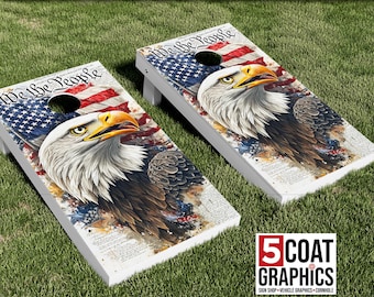 We the People Eagle 2 Cornhole Board Wraps – American Pride Game Decals