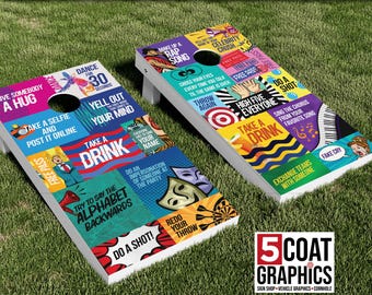 Funny Dare Game Combo Cornhole Board Wraps Outdoor Drinking Game Camping Board Skins Vacation Couples Party
