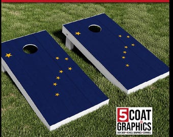 Alaska Flag 2 Cornhole Wraps Big Dipper Constellation North Star Game Vinyl Decals Board Skins
