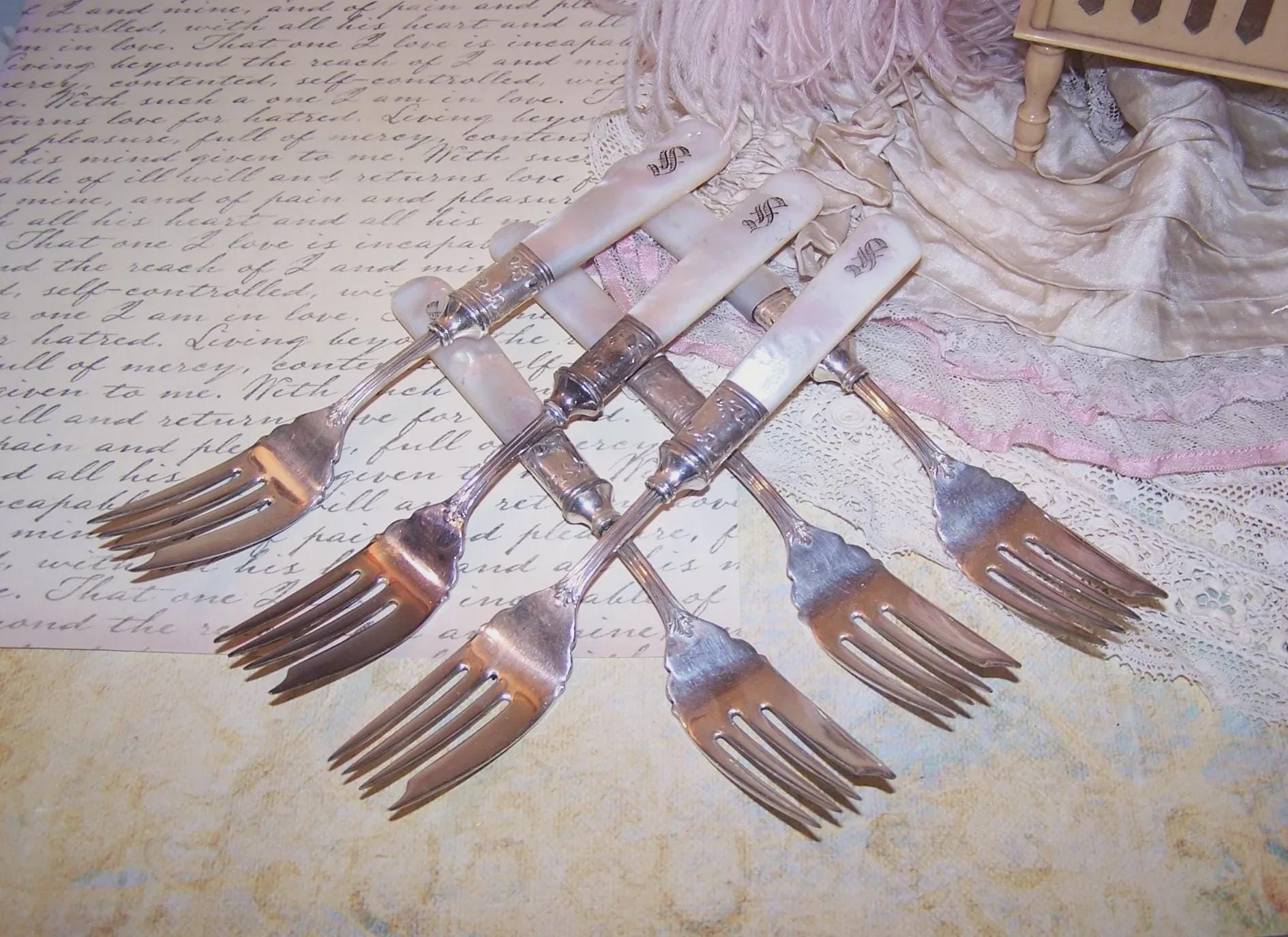Sterling Mother of Pearl Forks - Etsy
