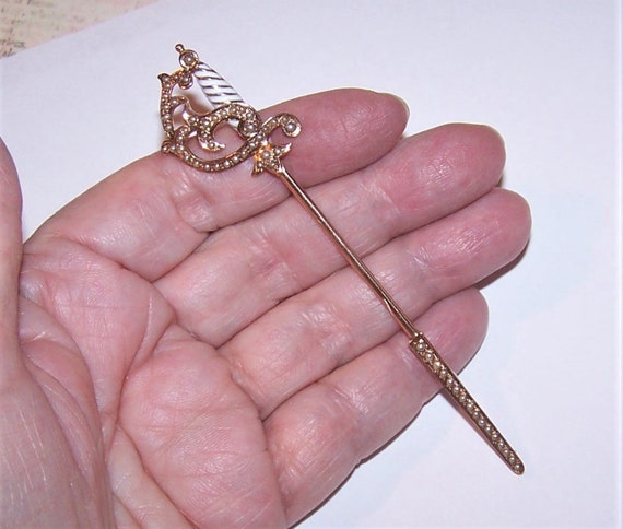 Antique Victorian Rose Gold Jabot Pin | 14K Gold J