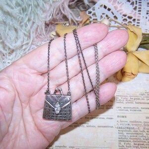 Sterling Silver Marcasite CZ 28" Chain Necklace with Purse Handbag Mechanical Pendant (1289NP/A)