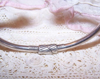 Vintage SARDA Sterling Silver Black Onyx Hinged Bangle
