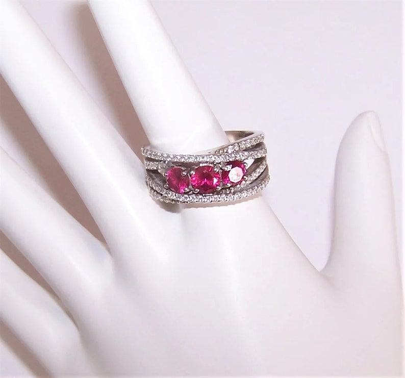 Blingy Sterling Silver Ruby Clear CZ Fashion Ring