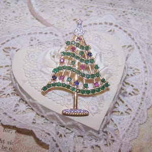 Sterling Silver Vermeil Lab Diamond Emerald Ruby Christmas Tree Pin Brooch (1217NP*)