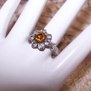 Art Deco McGrath Hamin Sterling Silver Rhinestone Ring - Cracker Jack Prize | Size 9 (6218R/S)