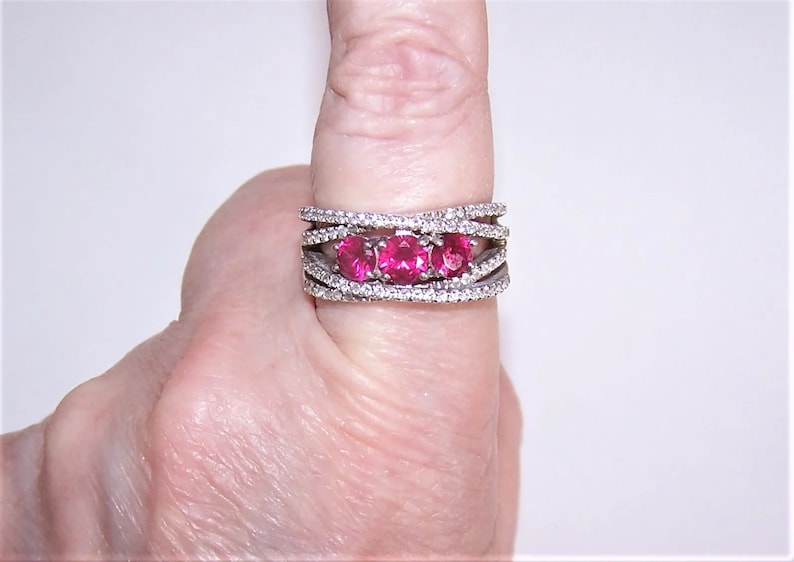 Blingy Sterling Silver Ruby Clear CZ Fashion Ring