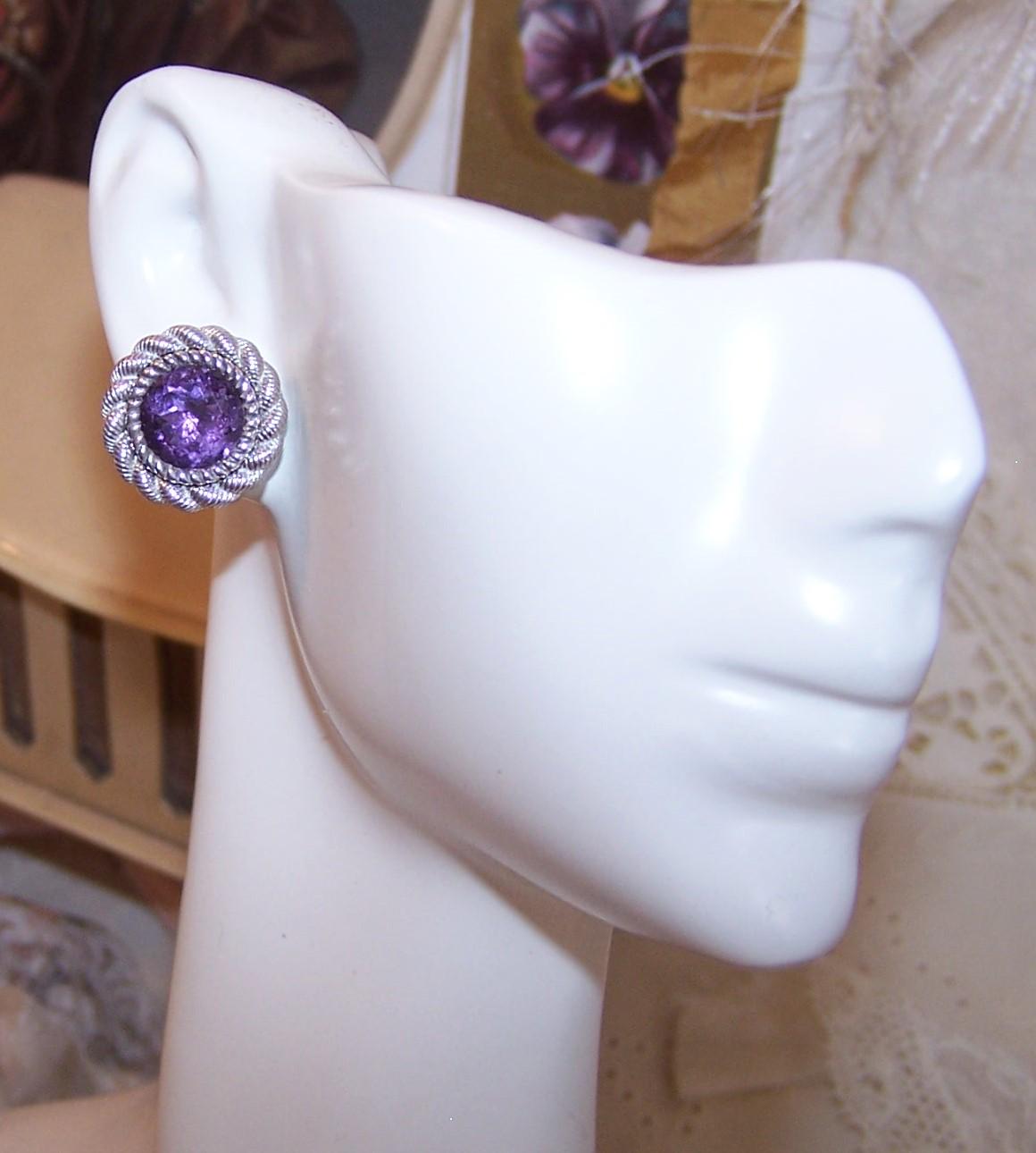 2 PR Judith Ripka Sterling Silver Interchangeable Stud Earrings Jacket Set Natural Amethyst Bella Luce Diamond Simulant 7430RV AQY