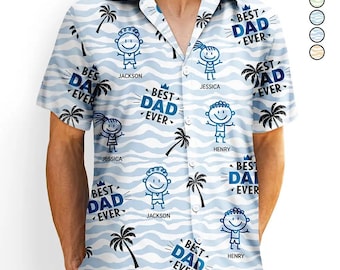 Bonhomme allumette meilleur papa grand-père jamais - chemise hawaïenne personnalisée, cadeaux d'été personnalisés cadeaux d'anniversaire/d'anniversaire/vacances, cadeau pour papa