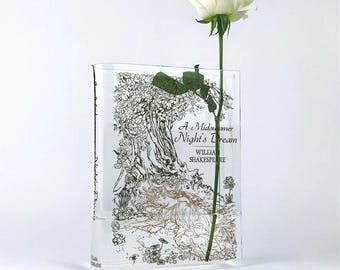 A Midsummer Night's Dream Acrylic Book Vase - Home Decor Gifts for Book Lovers and Readers, Bookish Gift for Special Occasions