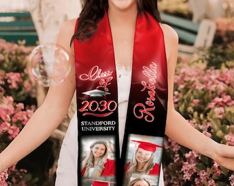 Fotoklasse von 2026 Stolen Schärpe, Abschlussgeschenk, Seniorgeschenk, benutzerdefinierte Foto-Abschluss-Stola, personalisierte Geschenke für Studenten