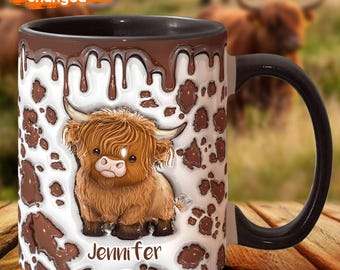Just A Girl Who Loves Highland Cow - Personalizowany kubek z akcentem, Personalizowany kubek do kawy Highland Cow, Spersonalizowany kubek z akcentem, Prezenty dla dziewczynek