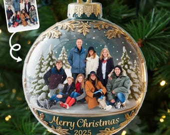 Ornamento fotografico in acrilico personalizzato - Regali di Natale e compleanno personalizzati per mamma, papà, fratello, sorella e bambini - La felicità è appesa proprio qui