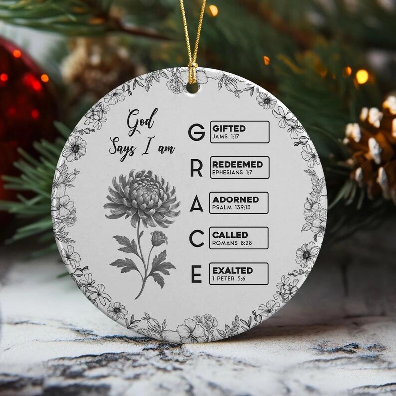 God Says I Am Name Letter in Bible Toile De Jouy Style - Personalized ...