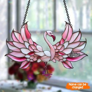 Love Flamingos Personalized Custom Flamingo Window Hanging Suncatcher Ornament, Valentine Gifts, Gift For Couple, Flamingo Lover Gifts 2026