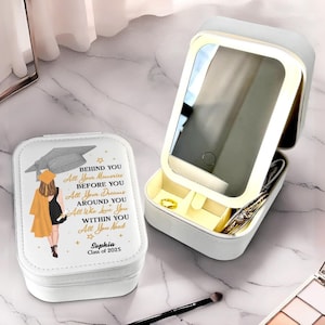 Dietro di te tutti i tuoi ricordi, portagioie personalizzato per la famiglia, trucco a LED, regalo di laurea per familiari, fratelli e sorelle