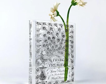 Stolz und Vorurteil Acryl Büchervase - Wohnkultur Geschenke für Buchliebhaber und Leser, Geschenk für besondere Anlässe, Muttertagsgeschenk