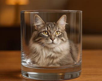 Anpassat foto för kattälskare Personligt anpassat whiskyglas, present till pappa, fars dag-present, anpassat namnvinglas 2025