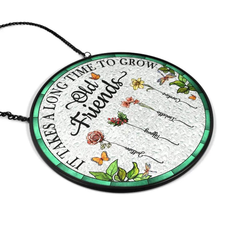 Birth Flower Grow an Old Friend Personalized Custom Stained Glass ...