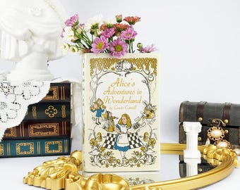 Alice's Adventures in Wonderland Ceramic Book Vase II - Home Decor Gifts for Book Lovers and Readers, Bookish Gifts for Special Occasions