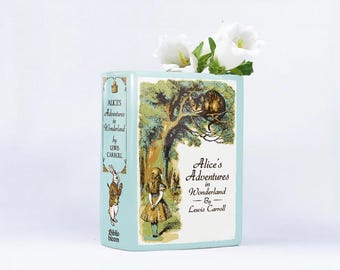 Alice's Adventures in Wonderland Ceramic Book Vase - Home Decor Gifts for Book Lovers and Readers, Bookish Gifts for Special Occasions