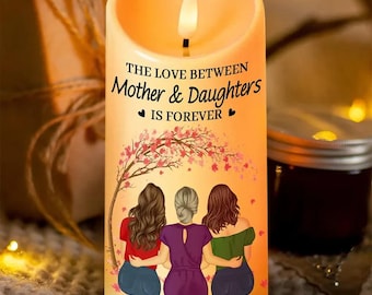 Custom Mother & Daughters Forever Love - Gepersonaliseerde vlamloze led, herdenkingsgeschenken, lange afstand, bewegende dochtercadeau voor moeder