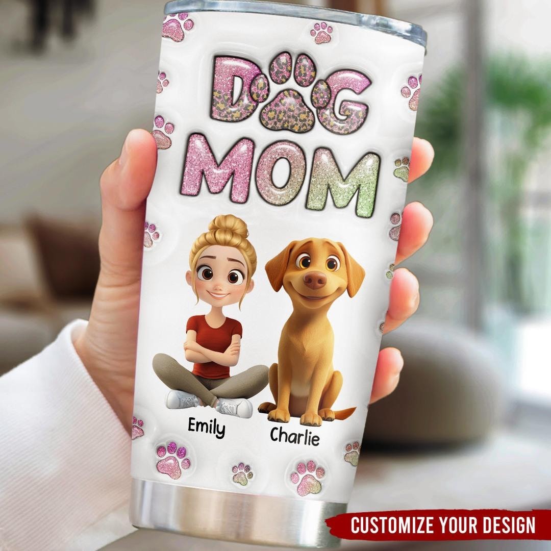 Dog Mom Lovely Chibi - Personalized Custom 3D Inflated Effect Canvas Tote Bag main image 0