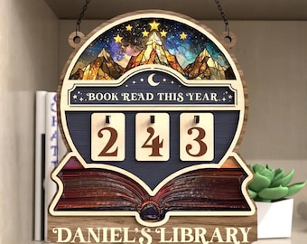 Mostrador de libros personalizados "Leídos este año", regalo para amantes de los libros, mini estantería, decoración de estantería, sujetalibros, regalo para lectores